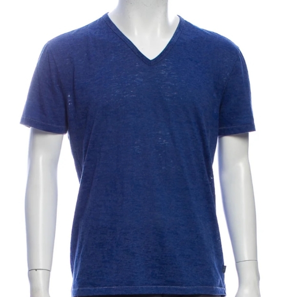 John Varvatos Other - John Varvatos Short Sleeve V Neck Blue Shirt Sz XL